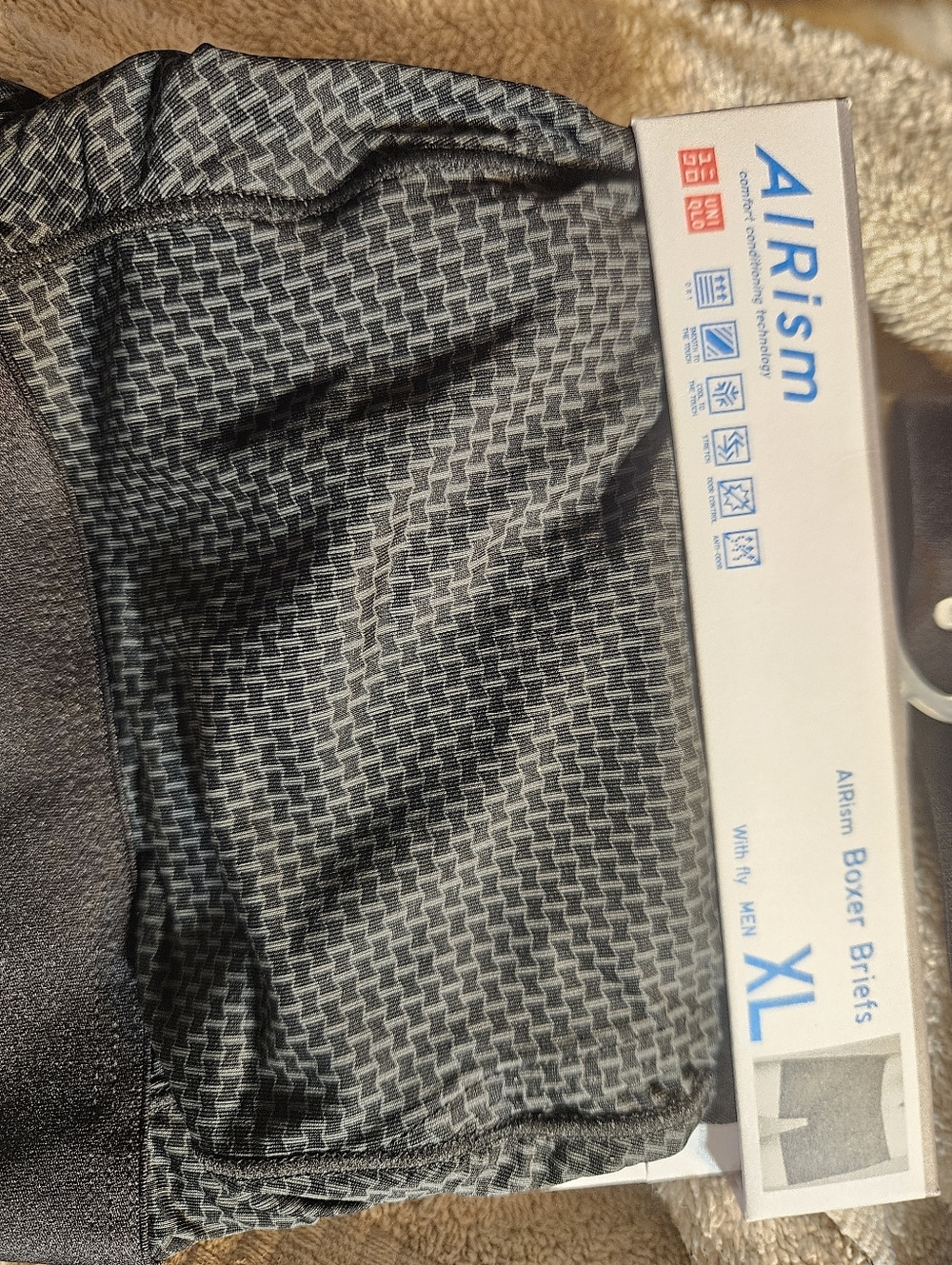 Mens NWT Boxer Briefs Black & Silver Checker Board Patyern